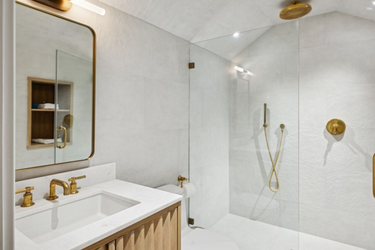 Bathroom, Glass Shower, Interior, Recessed Lighting