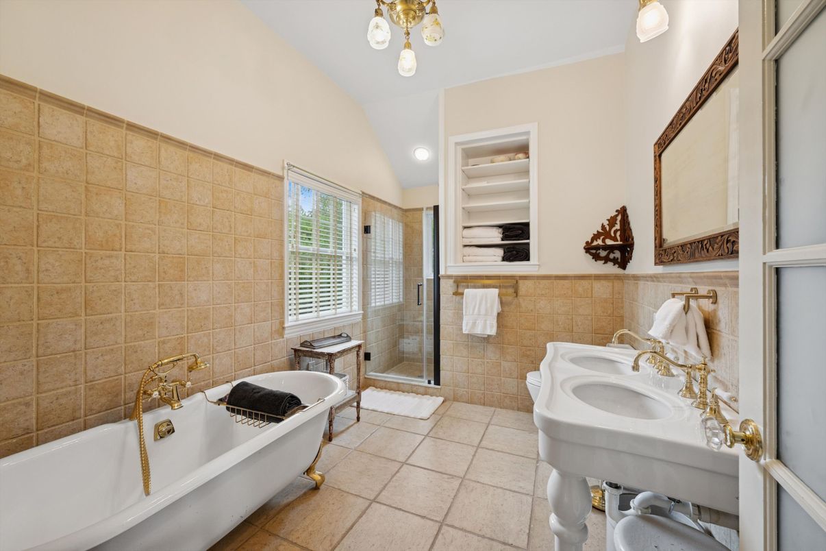 Bathroom, Dual Sink Vanities, Glass Shower, Interior, Recessed Lighting