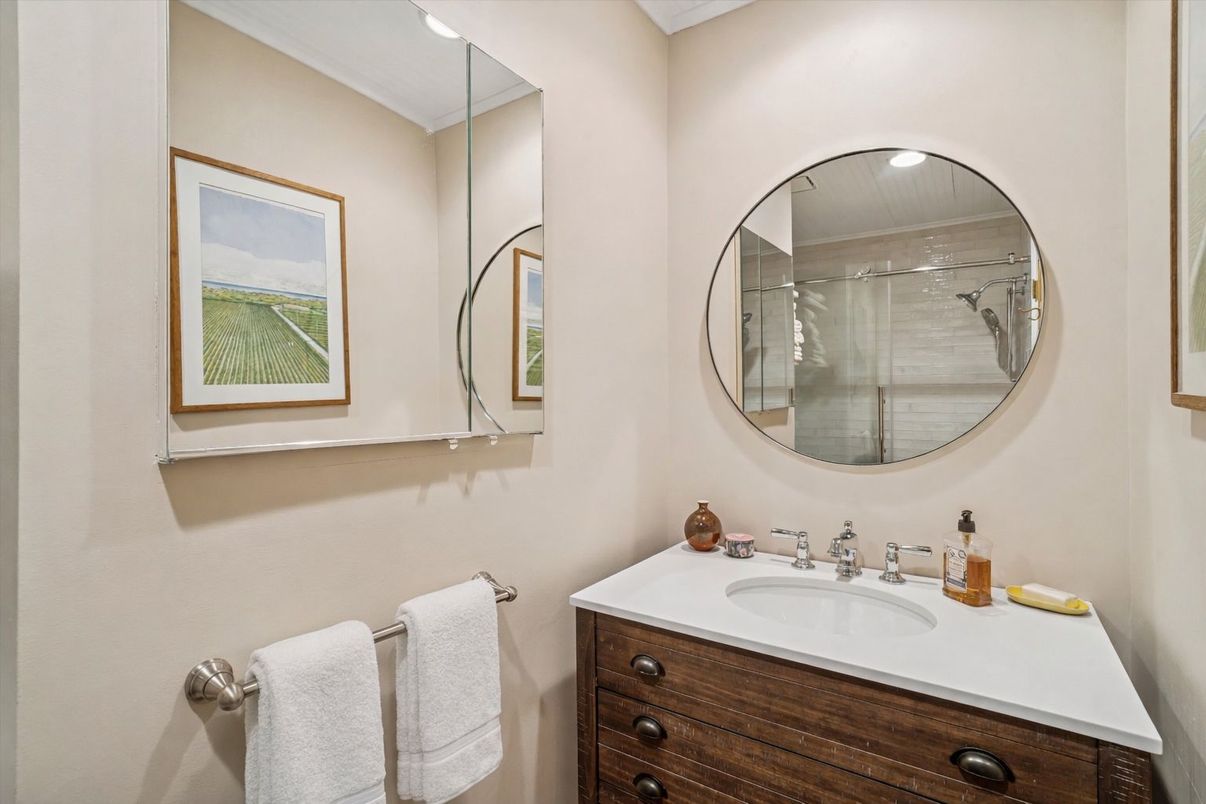 Bathroom, Glass Shower, Interior, Recessed Lighting