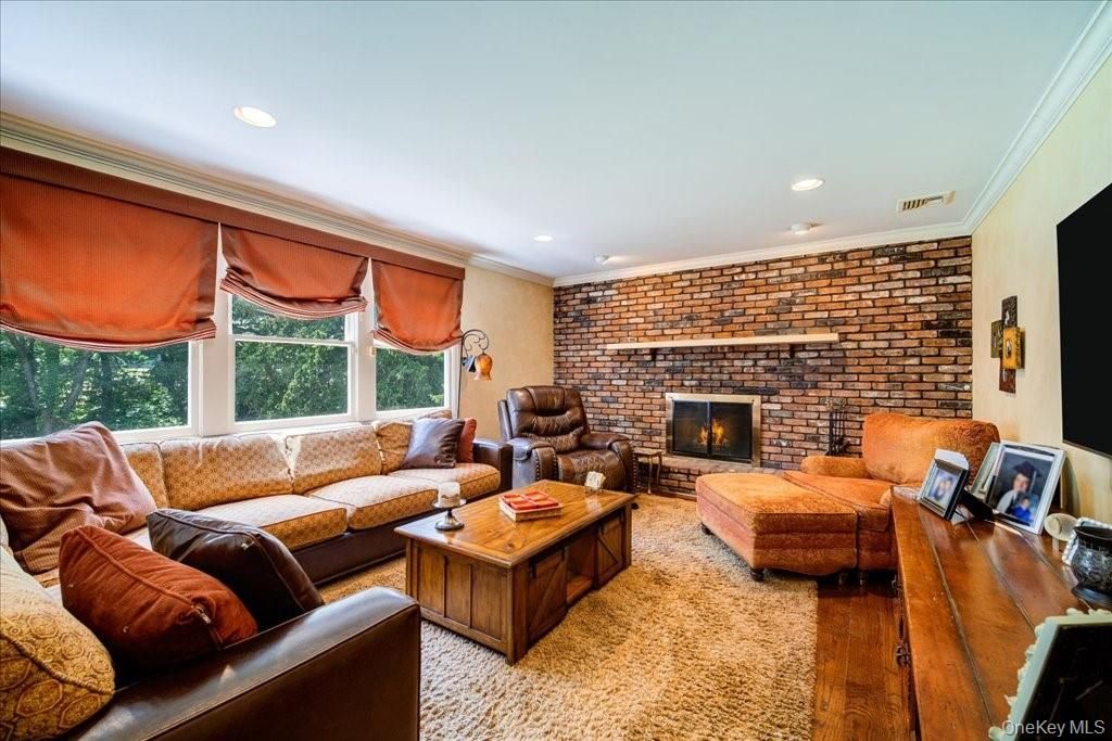 Fireplace, Interior, Living room, Recessed Lighting, Stone Walls