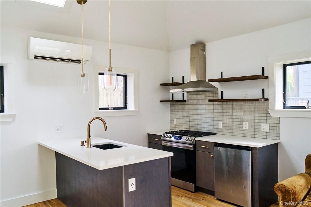 Interior, Kitchen, Pendant Lights, Stainless Steel Appliances, Wood Texture Flooring