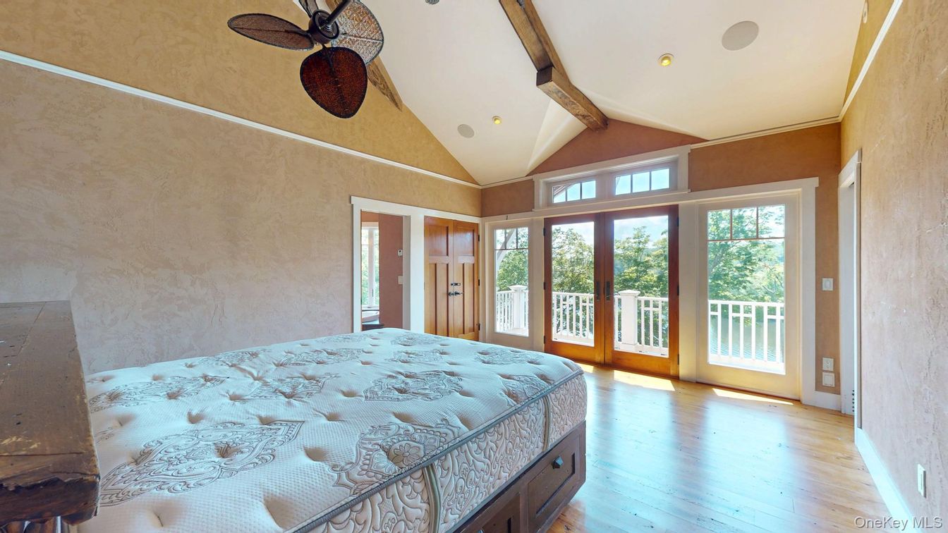 Bedroom, Interior, Recessed Lighting, Wooden Beams, Wood Texture Flooring