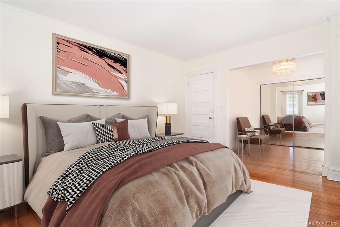 Bedroom, Chandelier, Interior, Wood Texture Flooring