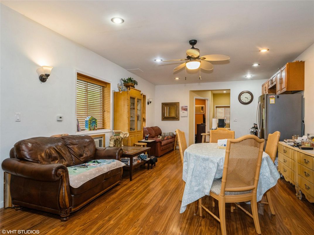 Dining room, Interior, Living room, Recessed Lighting, Wood Texture Flooring
