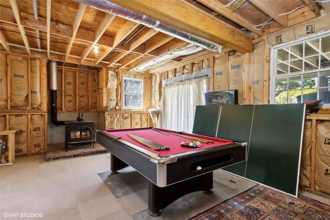Billiard Table, Fireplace, Game Room, Interior, Wooden Beams, Wooden Ceilings, Wooden Walls