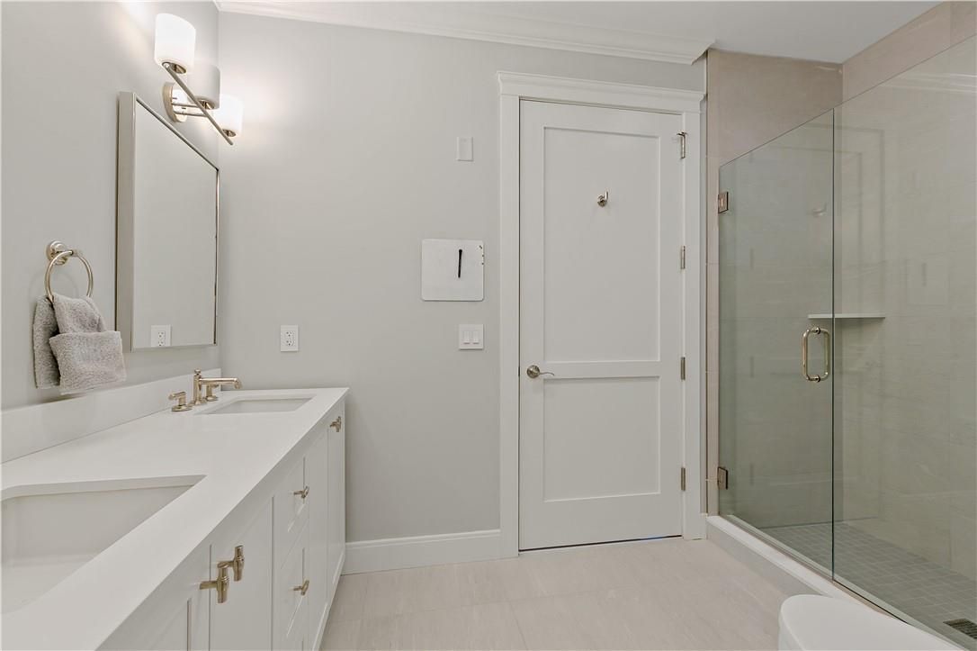 Bathroom, Dual Sink Vanities, Glass Shower, Interior