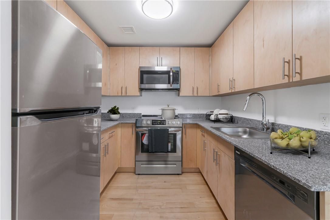 Interior, Kitchen, Stainless Steel Appliances, Wood Texture Flooring