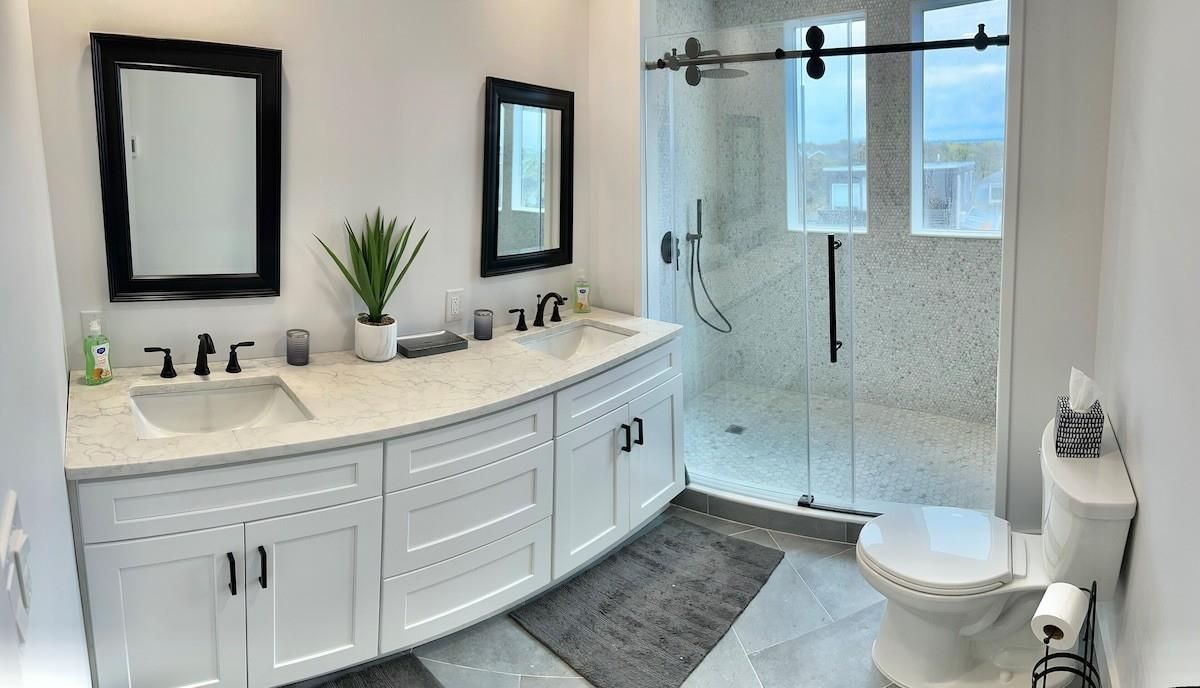 Bathroom, Dual Sink Vanities, Glass Shower, Interior