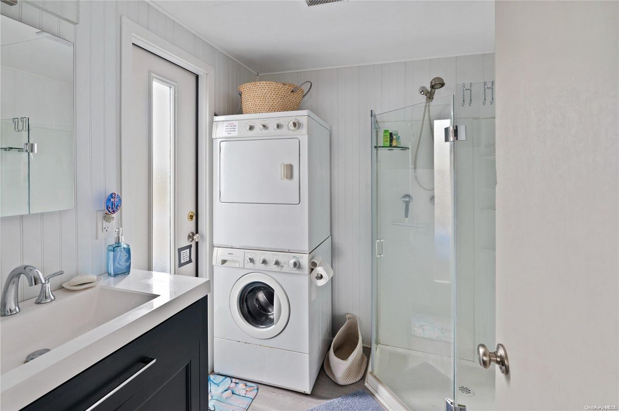 Bathroom, Glass Shower, Interior, Utility Closets, Washer