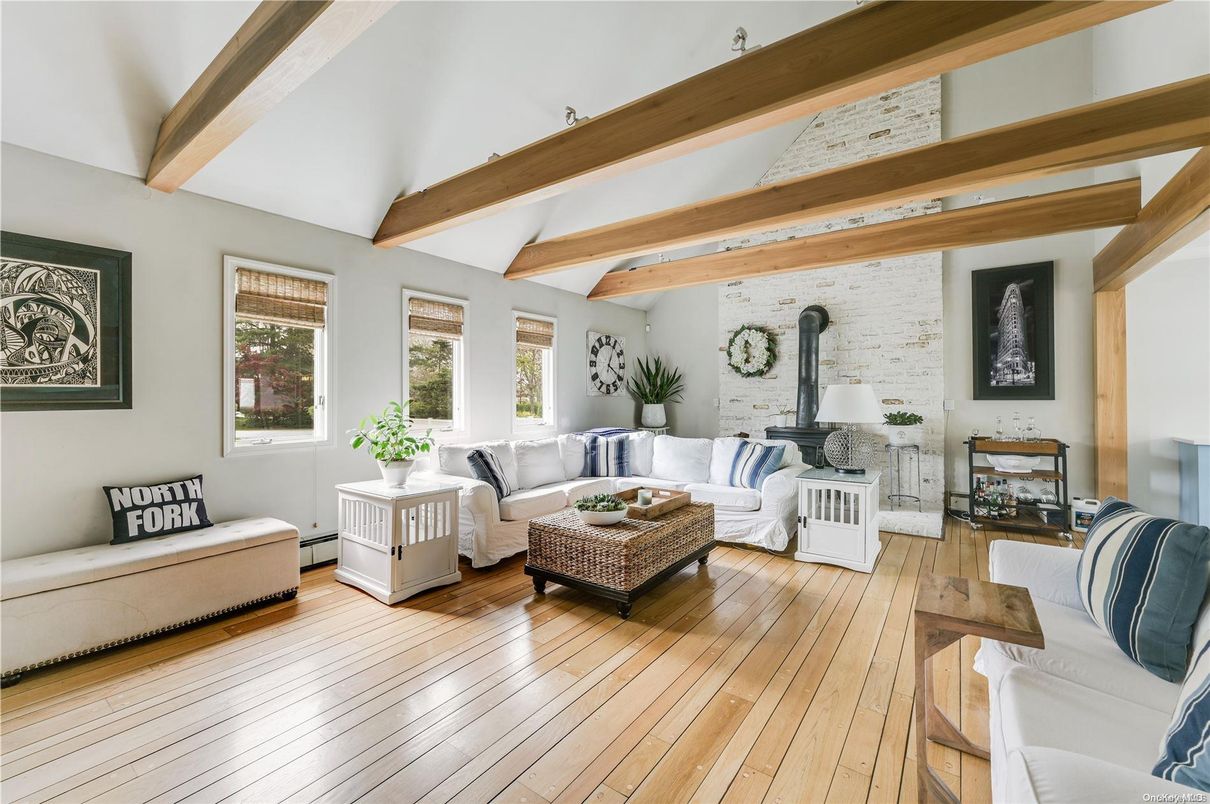 Interior, Living room, Stone Walls, Wooden Beams, Wood Texture Flooring
