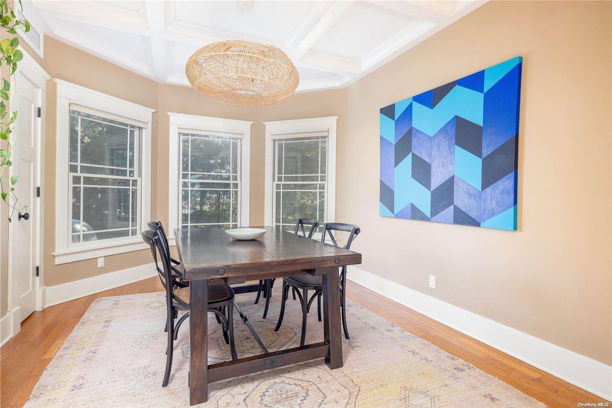 Chandelier, Dining room, Interior, Wood Texture Flooring
