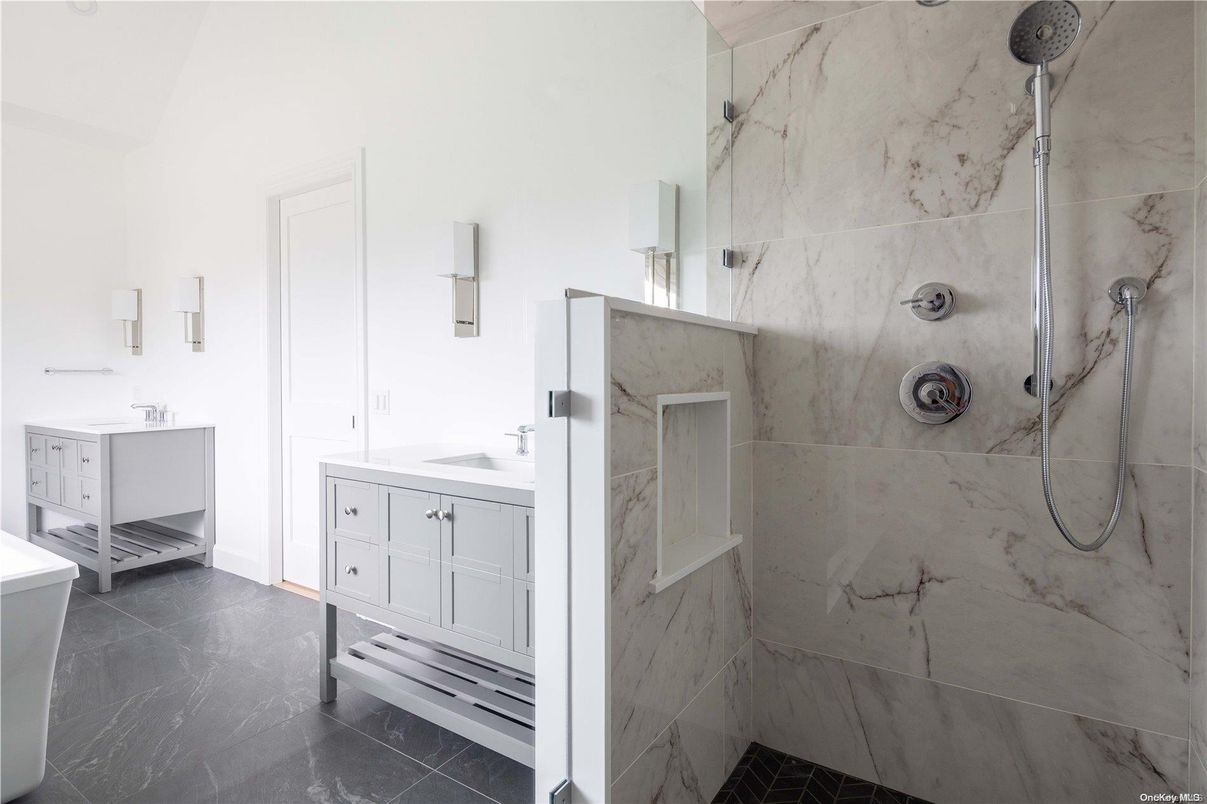 Bathroom, Glass Shower, Interior, Marble, Marble Walls