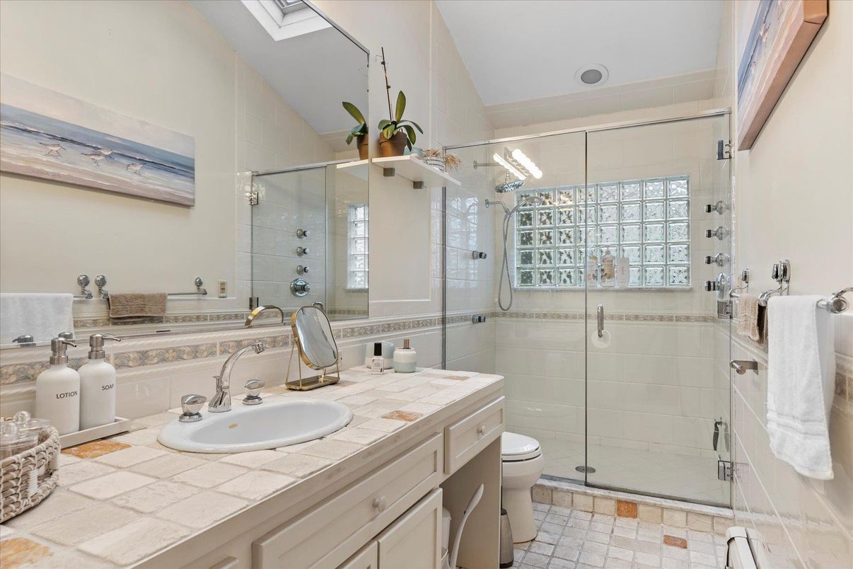 Bathroom, Glass Shower, Interior, Tile Countertops