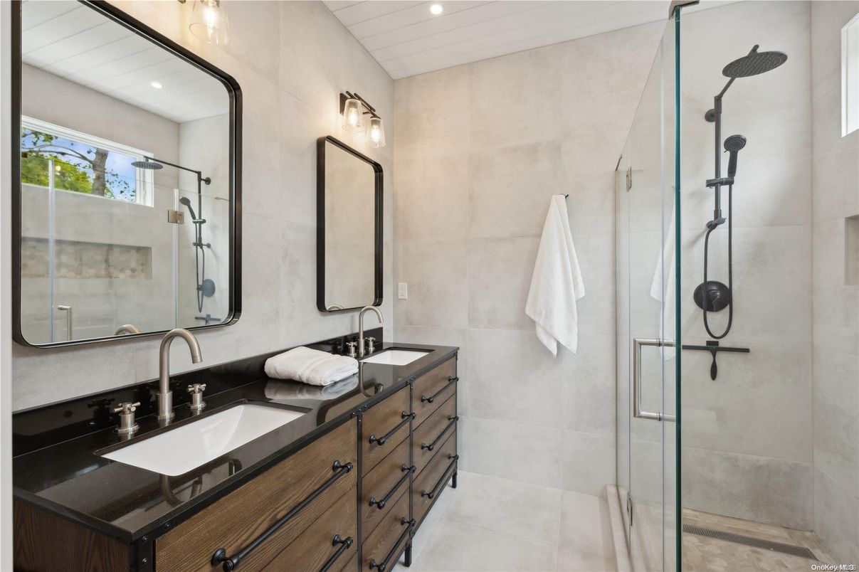 Bathroom, Dual Sink Vanities, Glass Shower, Interior