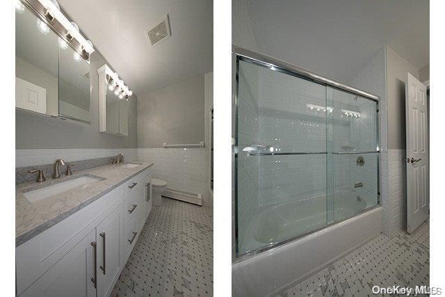 Bathroom, Dual Sink Vanities, Glass Shower, Interior