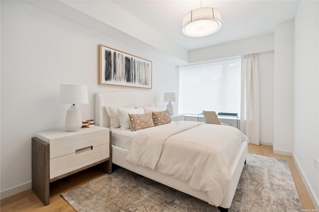 Bedroom, Interior, Pendant Lights, Wood Texture Flooring