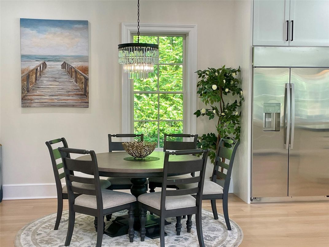 Chandelier, Dining room, Interior, Pendant Lights, Wood Texture Flooring