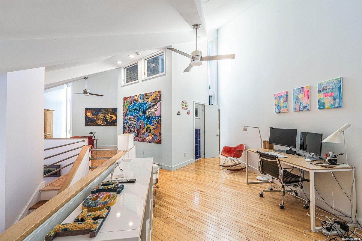 Home Office, Interior, Recessed Lighting, Wood Texture Flooring