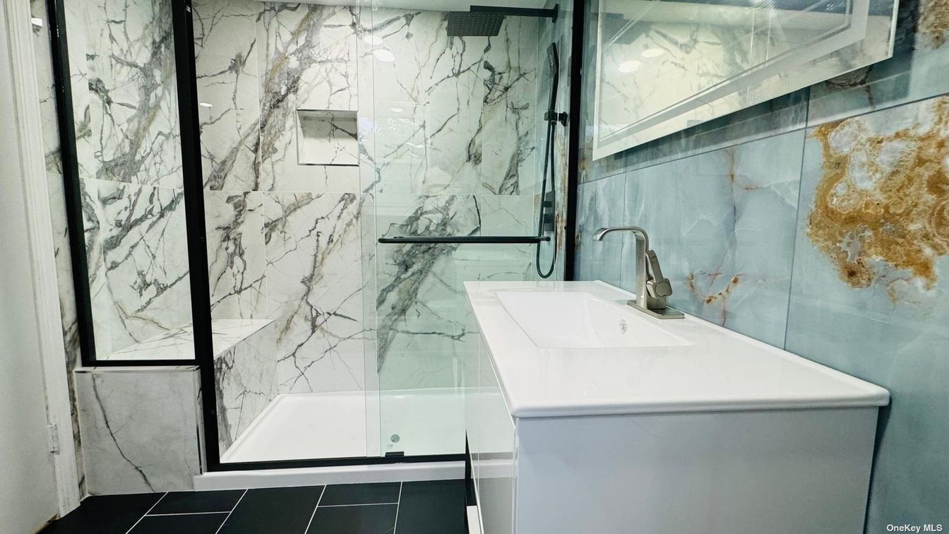 Bathroom, Glass Shower, Interior, Marble Walls