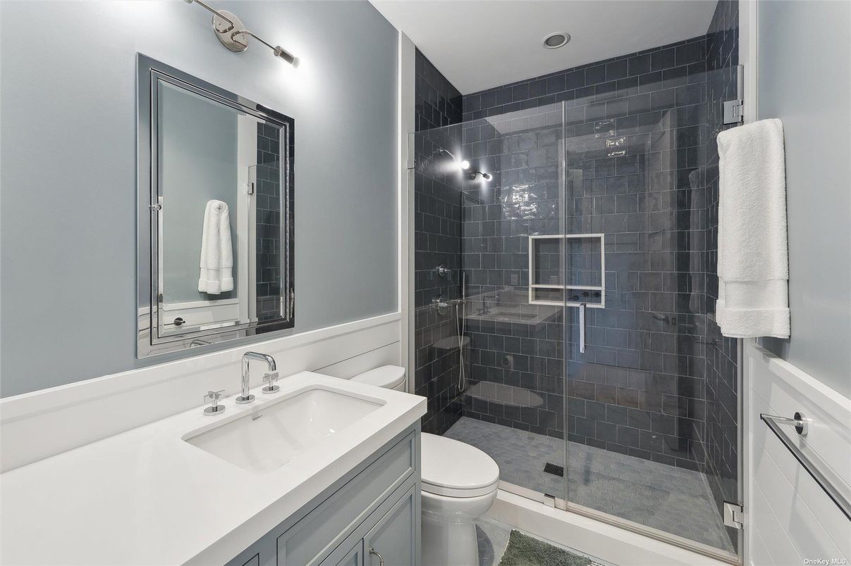 Bathroom, Glass Shower, Interior, Recessed Lighting