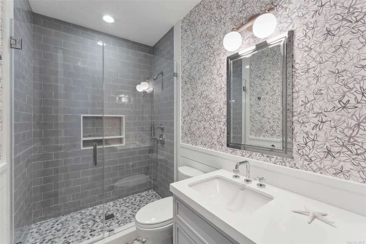 Bathroom, Glass Shower, Interior, Recessed Lighting