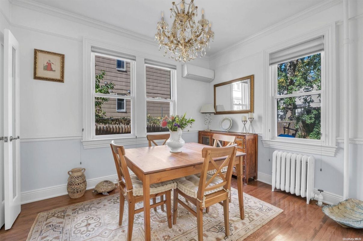 Chandelier, Dining room, Interior, Wood Texture Flooring