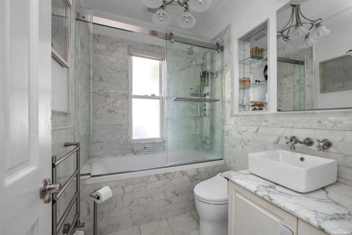Bathroom, Glass Shower, Interior, Marble Walls