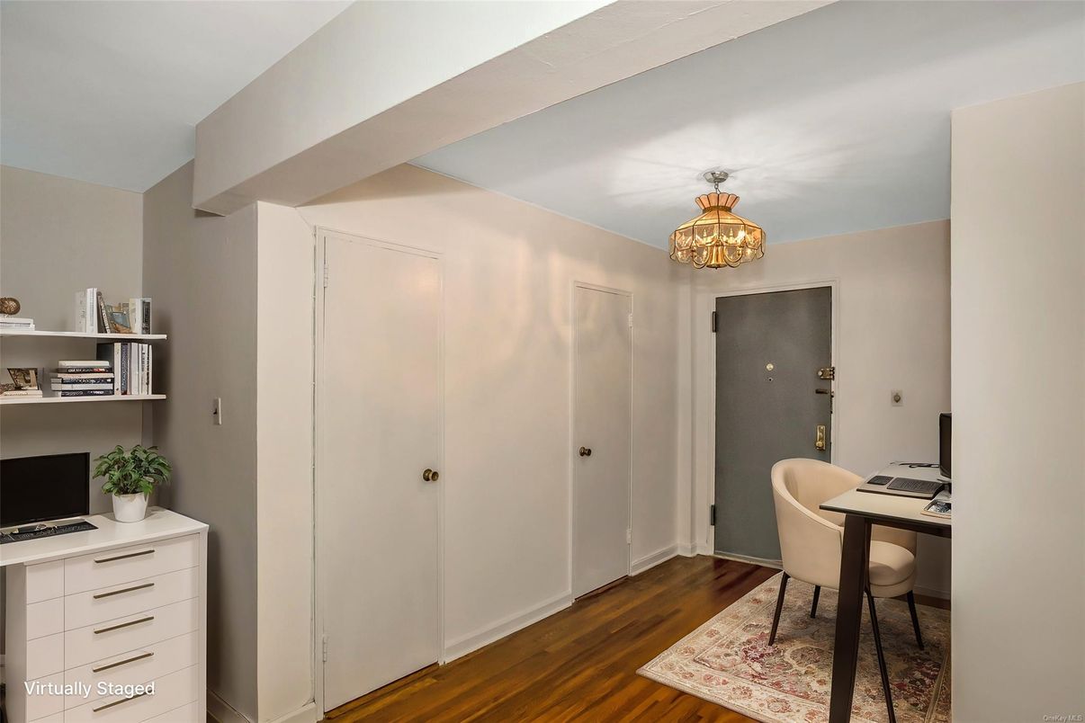 Chandelier, Home Office, Interior, Wood Texture Flooring