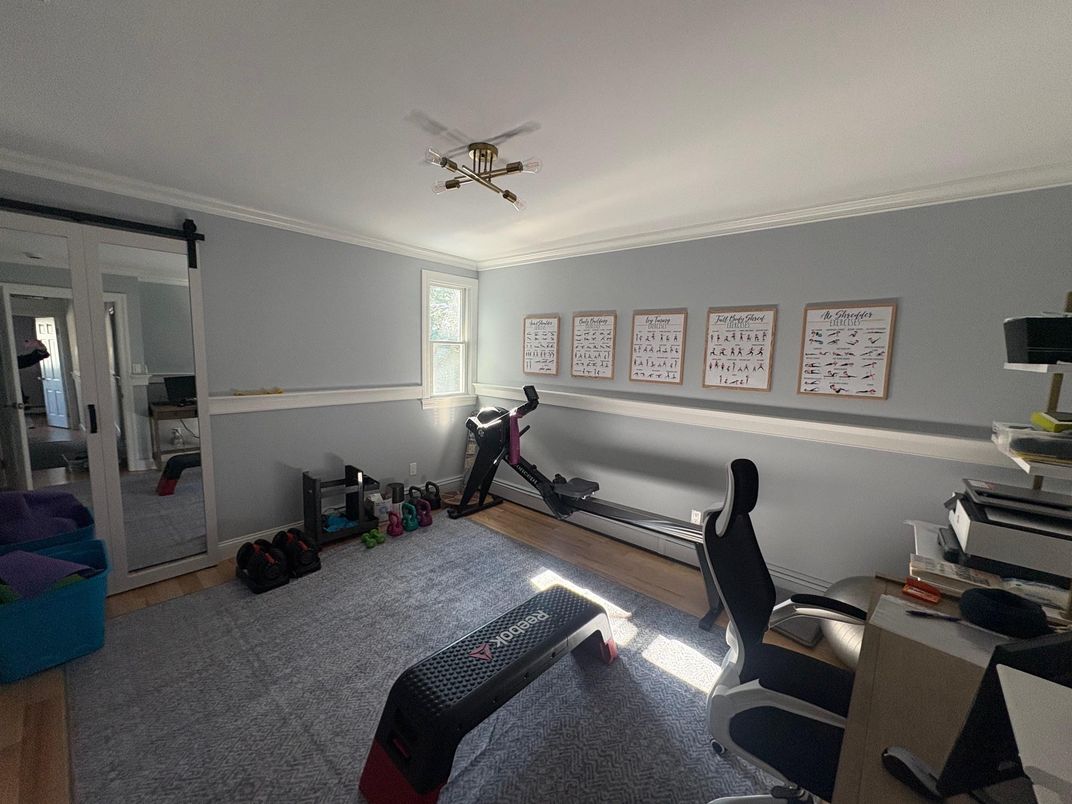 Fitness Equipment, Home Office, Interior, Wood Texture Flooring