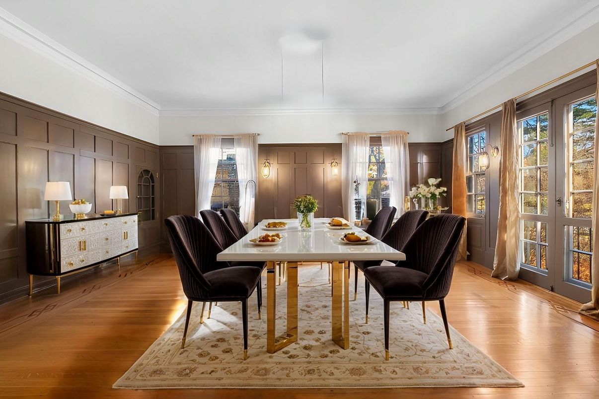Dining room, Interior, Wood Texture Flooring