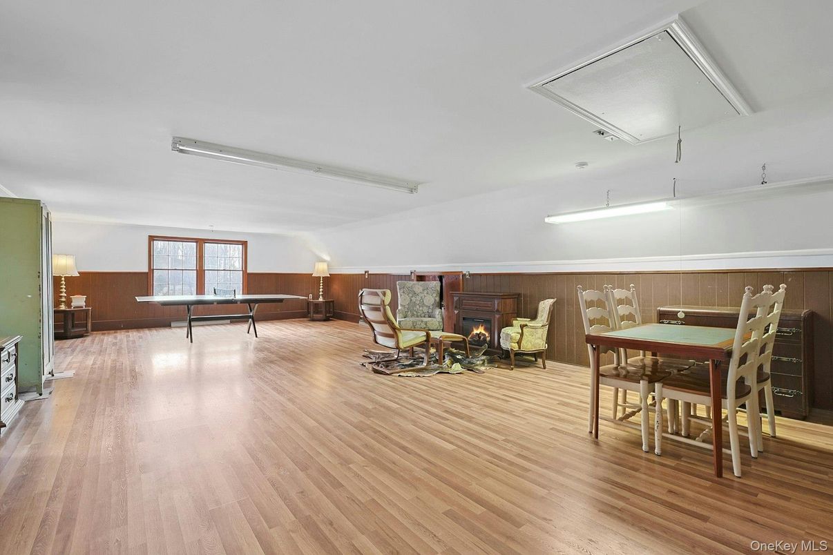 Dining room, Fireplace, Interior, Wood Texture Flooring