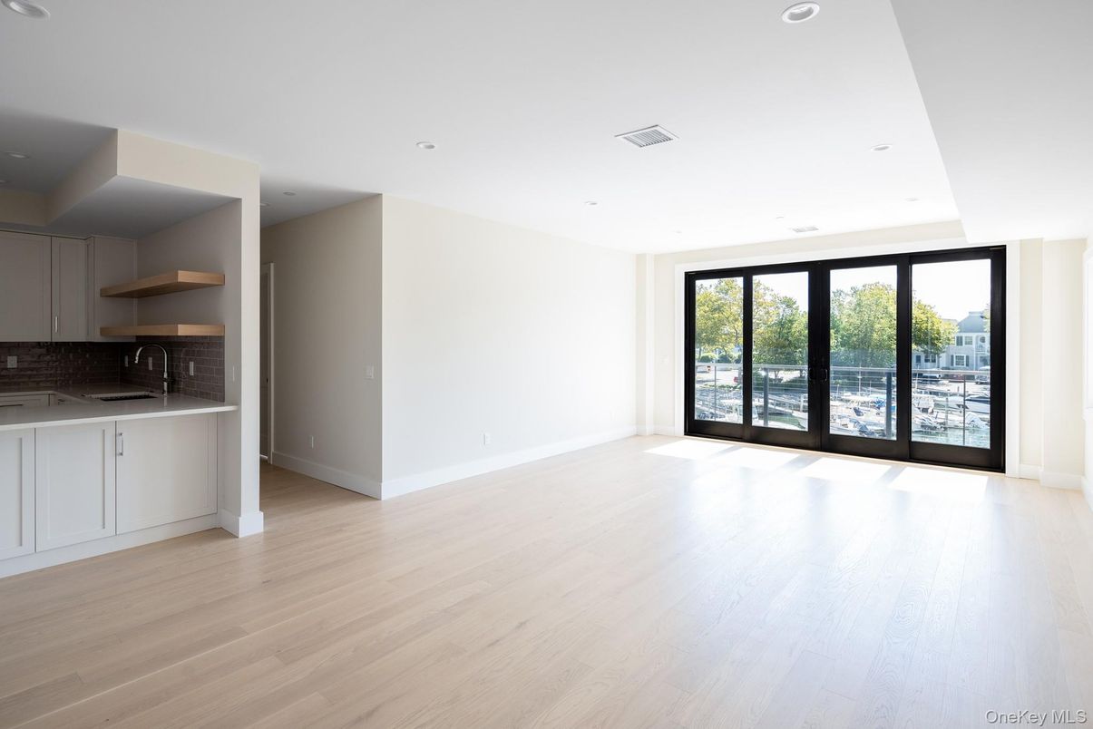 Empty room, Interior, Kitchen, Recessed Lighting, Wood Texture Flooring