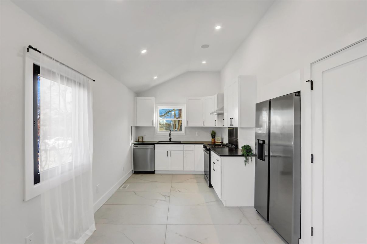 Interior, Kitchen, Marble, Recessed Lighting, Stainless Steel Appliances