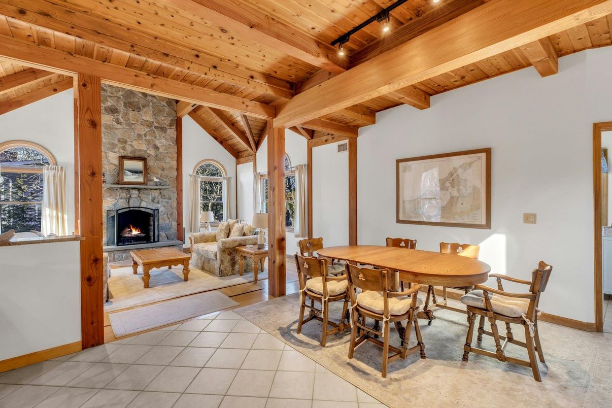 Dining room, Fireplace, Interior, Living room, Stone Walls, Wooden Beams, Wooden Ceilings