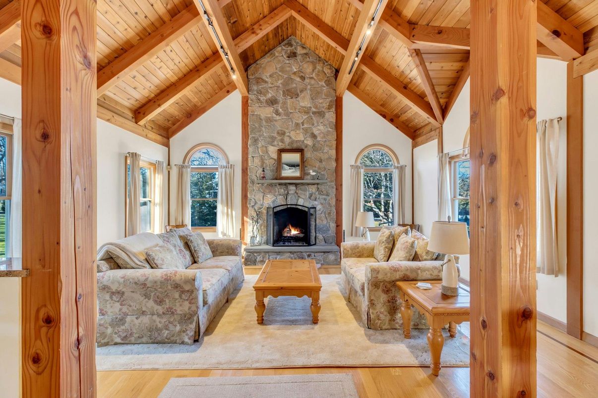 Fireplace, Interior, Living room, Stone Walls, Wooden Beams, Wooden Ceilings, Wood Texture Flooring