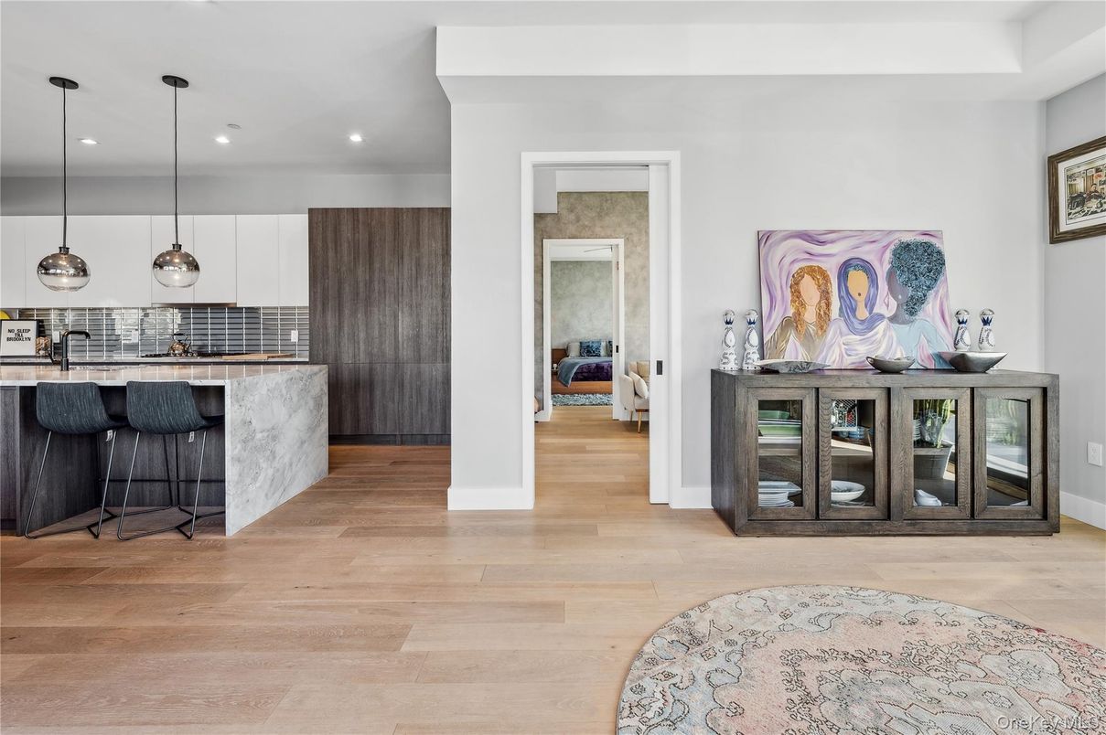 Interior, Kitchen, Pendant Lights, Recessed Lighting, Wood Texture Flooring