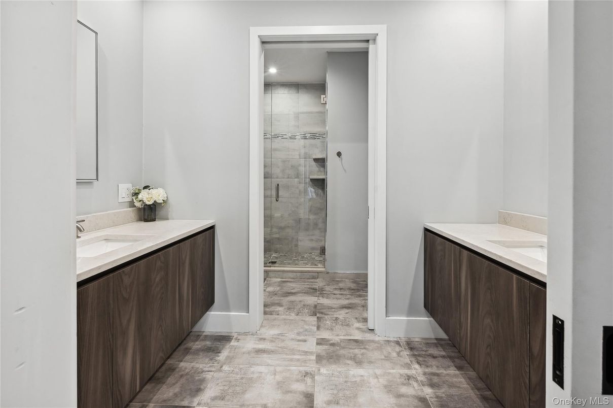 Bathroom, Dual Sink Vanities, Glass Shower, Interior, Recessed Lighting