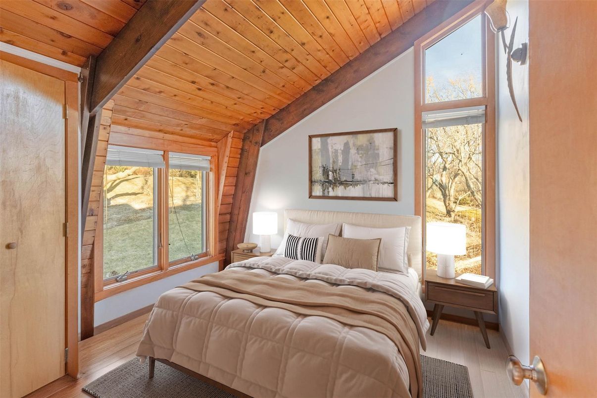 Bedroom, Interior, Wooden Ceilings, Wood Texture Flooring, Wooden Walls