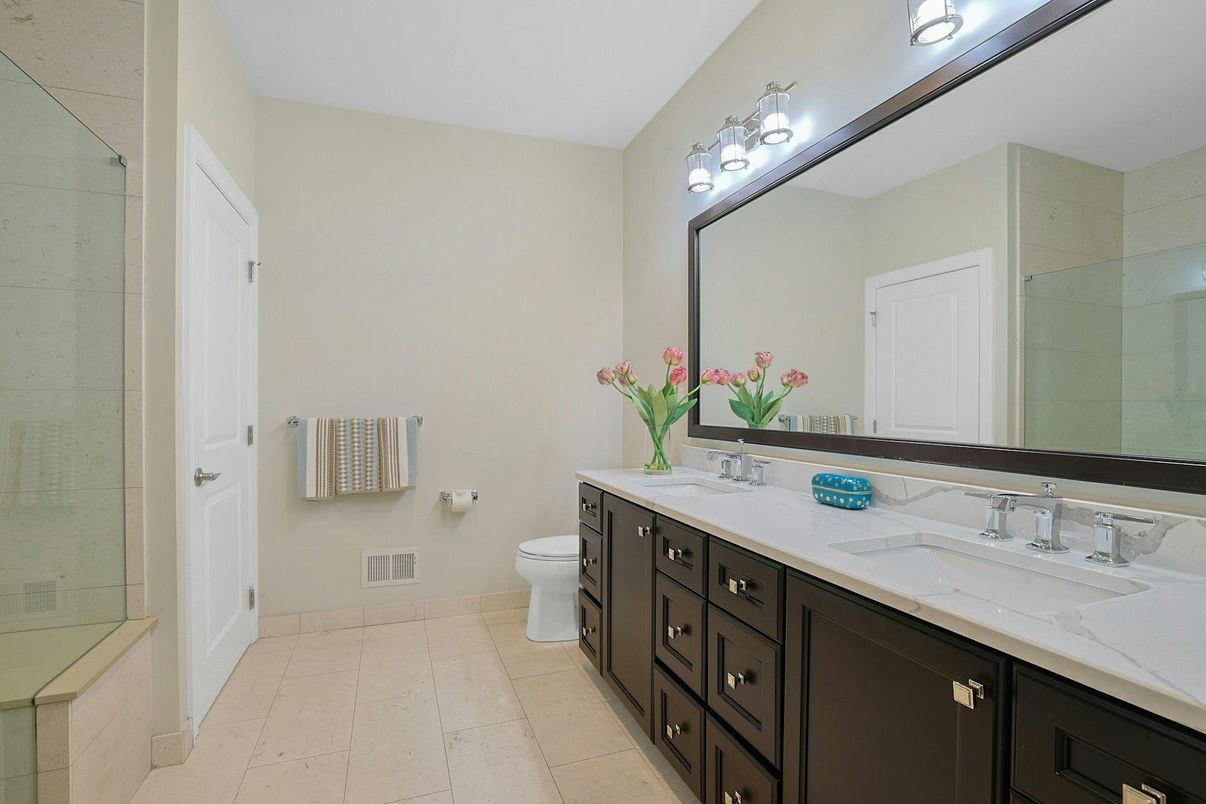Bathroom, Dual Sink Vanities, Glass Shower, Interior