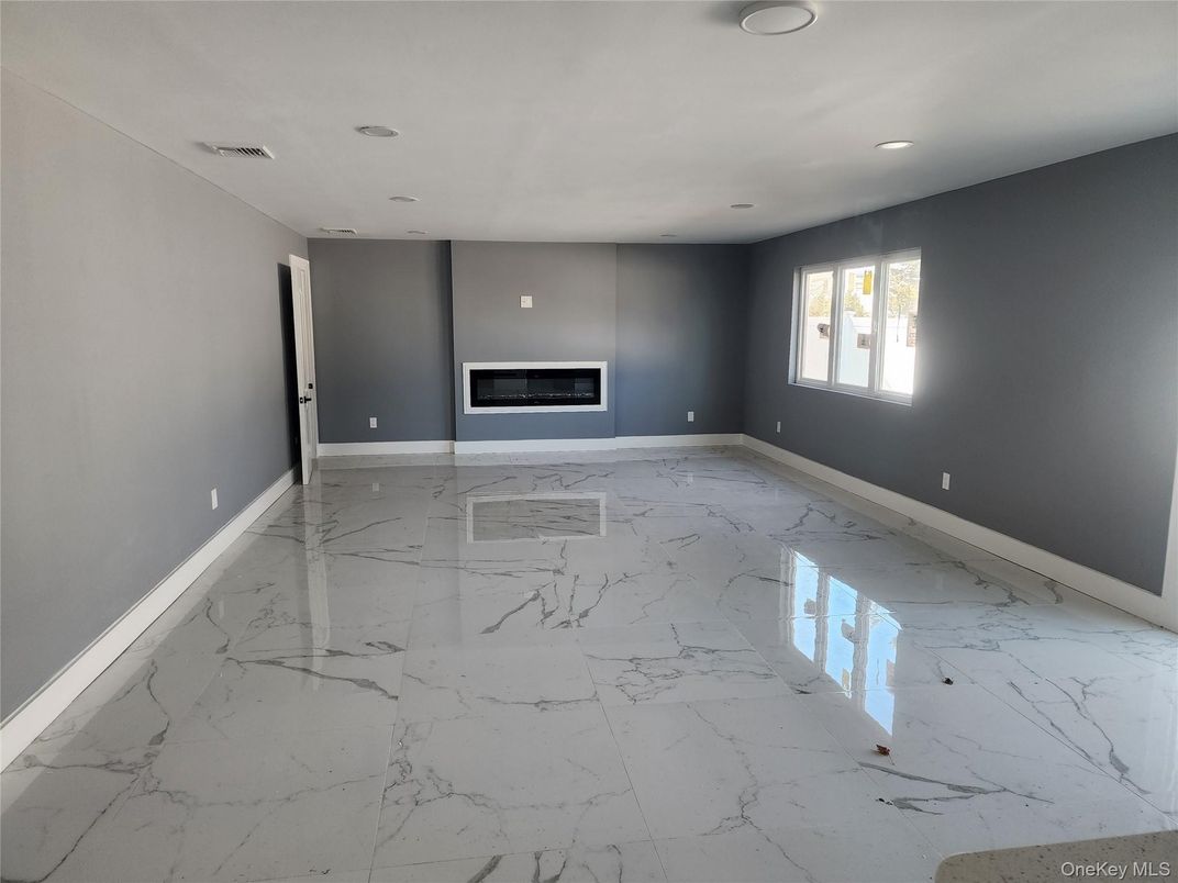 Empty room, Fireplace, Interior, Marble, Recessed Lighting