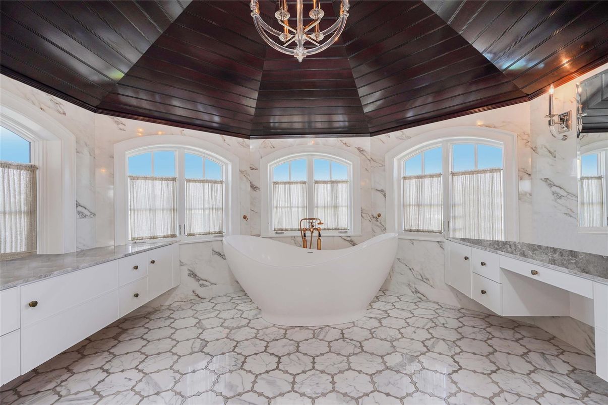 Bathroom, Free Standing Baths, Interior, Marble, Marble Walls, Wooden Beams, Wooden Ceilings