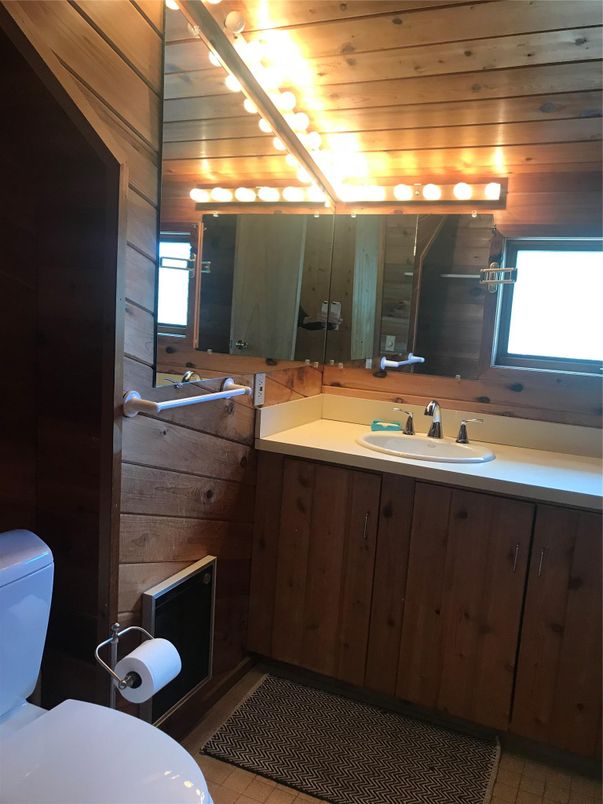Bathroom, Dual Sink Vanities, Interior, Wooden Ceilings, Wooden Walls