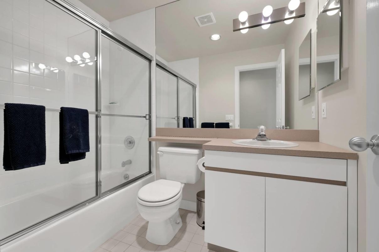 Bathroom, Glass Shower, Interior, Recessed Lighting