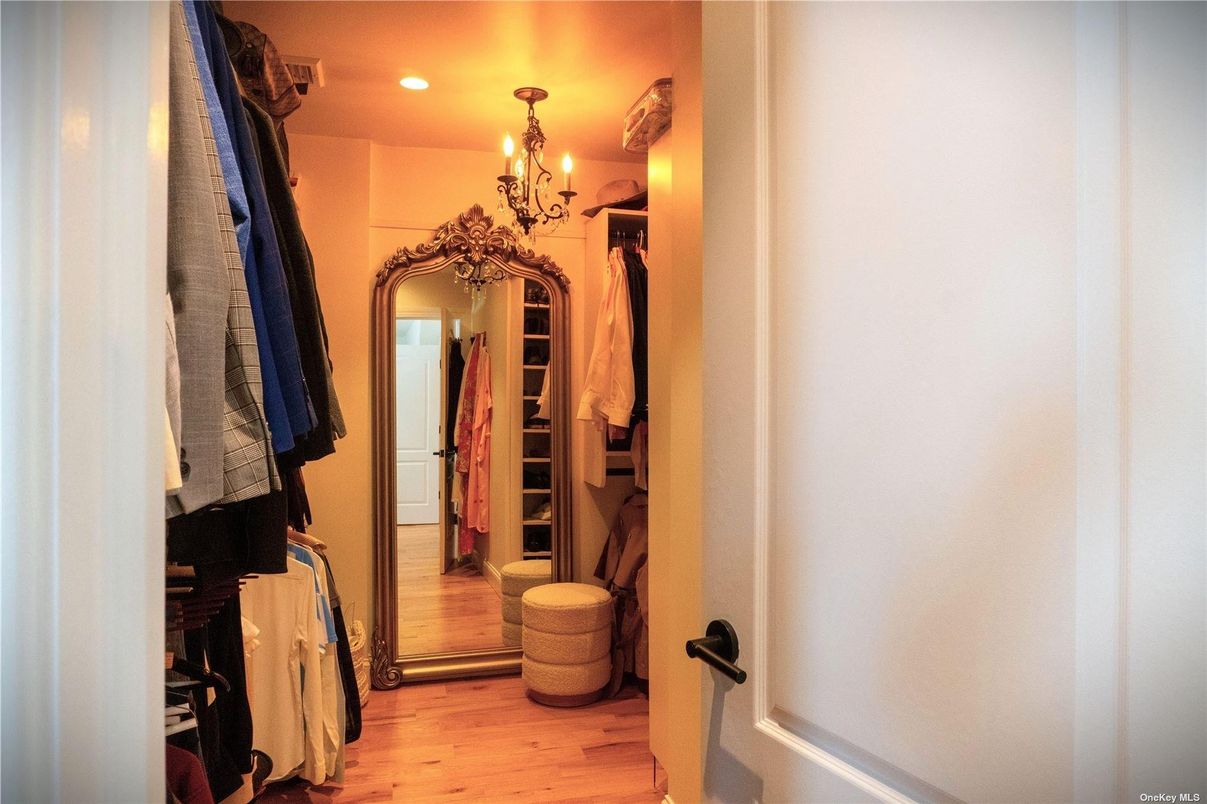 Chandelier, Interior, Recessed Lighting, Walk-in Closets, Wood Texture Flooring