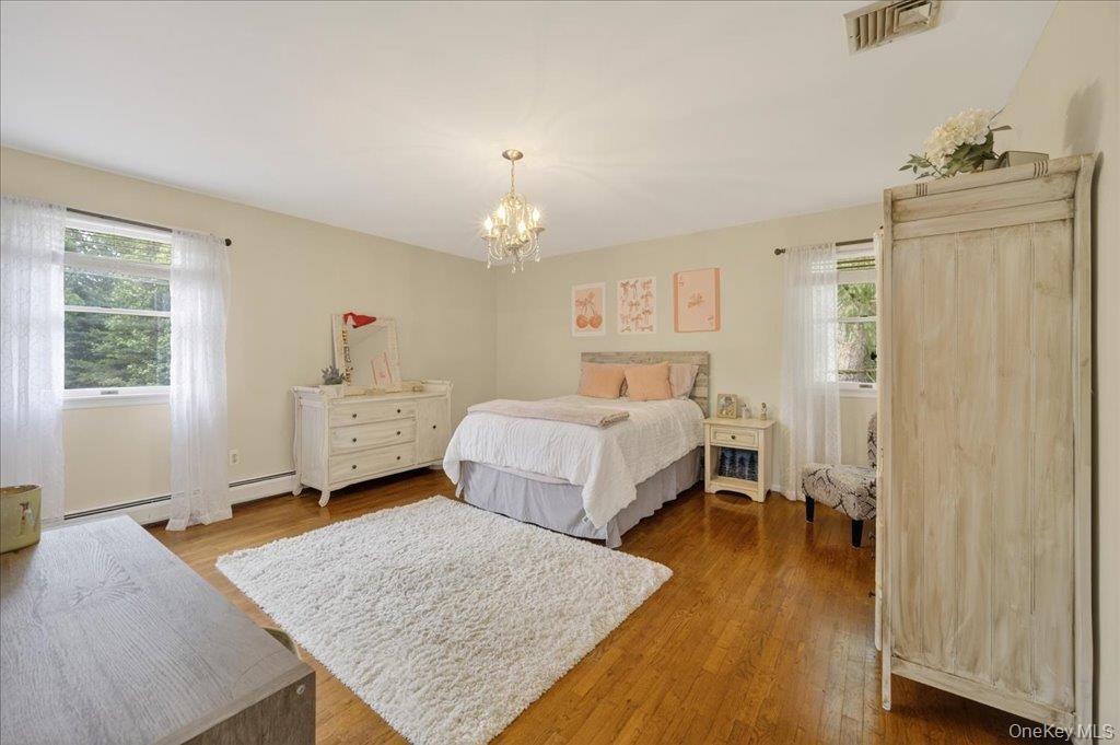 Bedroom, Chandelier, Interior, Wood Texture Flooring