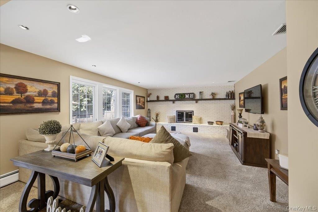 Interior, Living room, Recessed Lighting, Stone Walls