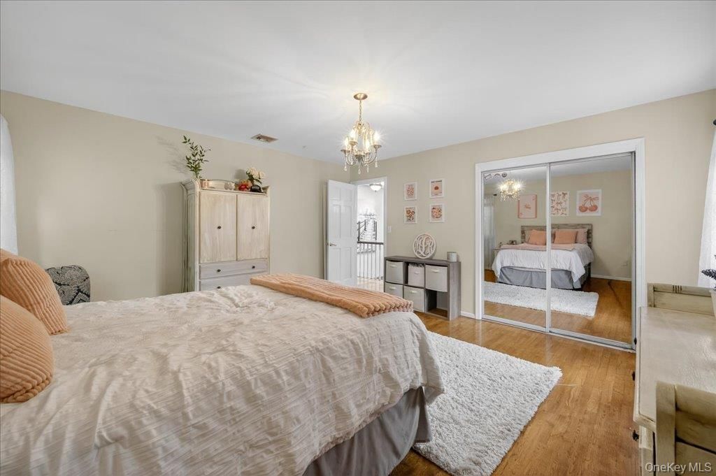 Bedroom, Chandelier, Interior, Wood Texture Flooring