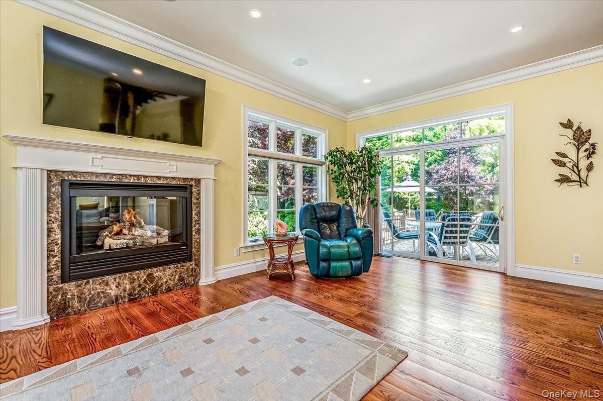 Fireplace, Interior, Recessed Lighting, Wood Texture Flooring