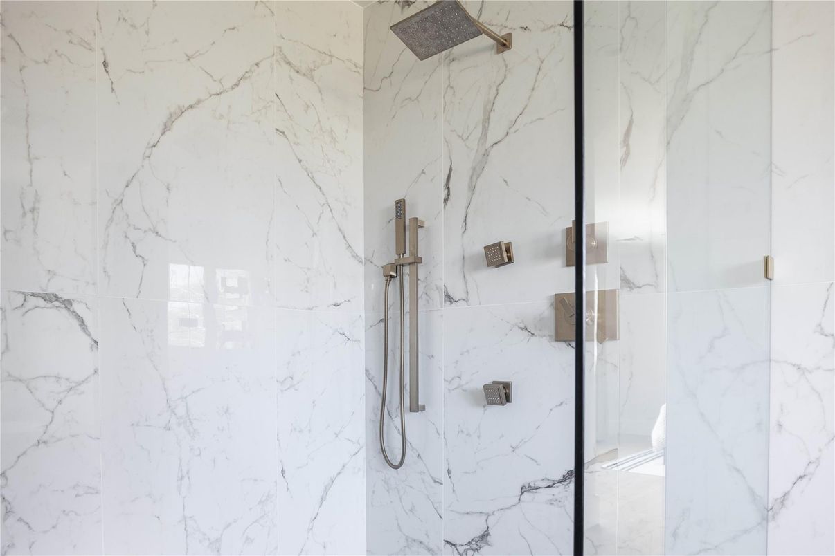 Bathroom, Glass Shower, Interior, Marble Walls