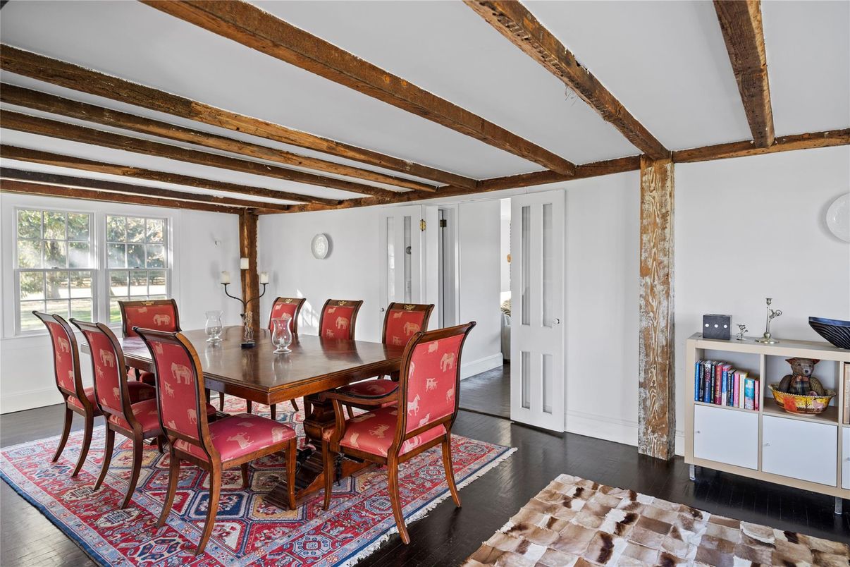 Dining room, Interior, Wooden Beams, Wood Texture Flooring